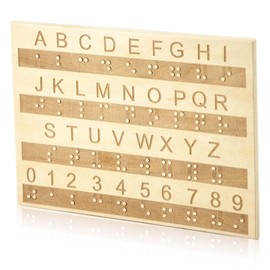 Braille Alphabet Board Wooden Braille Fingerboard, Engraving Raised Dots Braille Alphabet Chart Number Board Small Portable Tools Creative Escape Room Game Teaching Suitable for The Visually Impaired