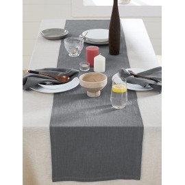 Berklan Linen Table Runner 40 x 180 cm for Dining Tables 80% European Flax 20% Cotton Elegant Washable Blue