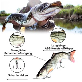 Fishing Lure Artificial Bait Wobbler Bait Pike Bait Fishing Accessories Predatory Fish - 1 x Roach 150 mm for Spinning Rod for Spin Fishing as Bait Fish for Catfish Bass Fishing Low Runner PRIOstahl