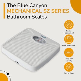 Blue Canyon Mechanical SZ Series Bathroom Scales| Measure Body, Luggage Weight| Maintain Fitness| kg/lb Unit Readings| 125kg Max Capacity| High-Precision Mechanics| Accurate Bathroom Scale (White)