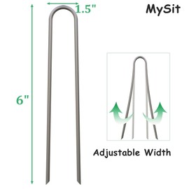 MySit 100 Pack Galvanized 6 Inch Garden Stakes Heavy Duty 11 Gauge U-Shaped Staples Fences Drip Irrigation Securing Stakes Pegs for Anchoring Lawn Drippers Soaker Hose,Wire, Landscape Fabric