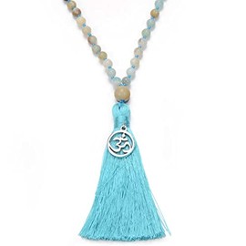 oasymala 108 Mala Pearl Tassel Necklace, Soothing Meditation Spiritual Mala Necklace, Grounding, Spiritual OM Necklace, Stone, No Gemstone