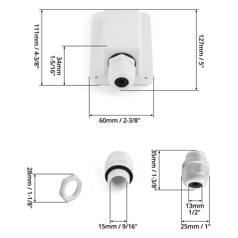 QWORK® 1 x Roof Duct IP68 Waterproof ABS Solar 1