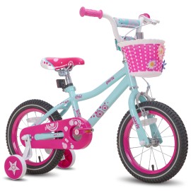 JOYKIE JOYSTAR 14Inch Children Bicycle HI-ten Steel Front Caliper Rear Coaster Brake Training Wheels Front Basket 90% SKDGender: Unisex, Color: Pink, Size: 14inch