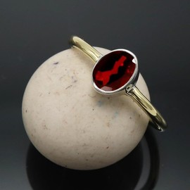 JEWELSTREZORO Granat Edelstein-Bandring für Herren und Damen, alle Größen, 925er-Sterlingsilber, handgefertigter Geschenkartikel, Schmuck TSR1088AB_13 (59 (18.8))