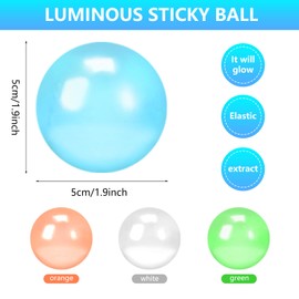4 Pcs Glow in The Dark Sticky Balls That Stick to The Ceiling, ASMR Cool Stuff for Teens, Ceiling Balls, Autism& ADHD Toys Stress Ball for Kids Adults