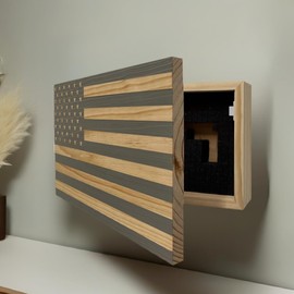 American Flag Concealed Gun Cabinet, Hidden Gun Storage American Flag (Gray)