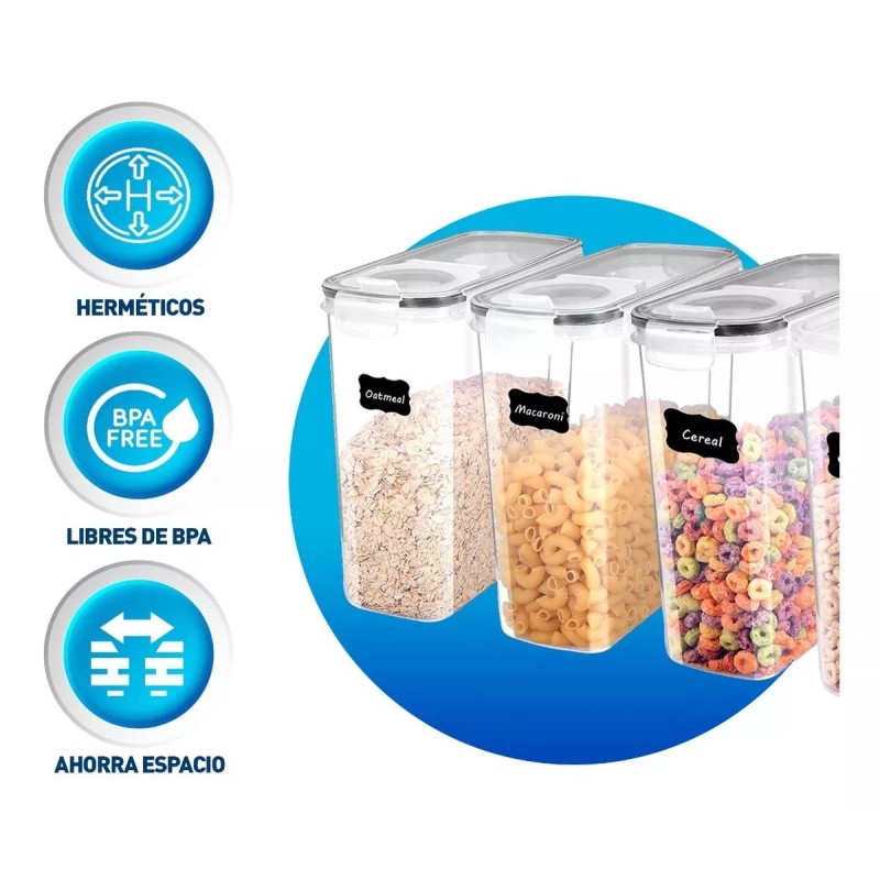 Bluelander Juego De 4 Recipientes Herméticos De Plástico Para Cereales