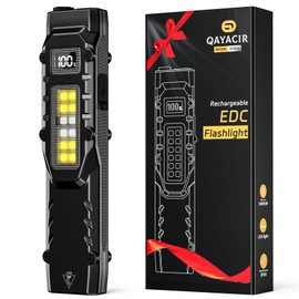 EDC Tactical Flashlight, 1100 High Lumens Rechargeable LED Flat Flashlight w/ Clip & Digital Display, Pocket Flashlight for Home Camping Emergency, Gifts for Men Dad Him Husband, Stocking Stuffers