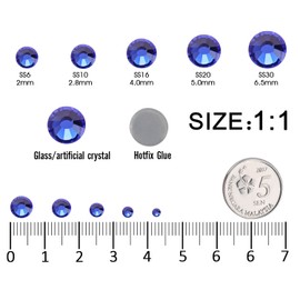 SS20 Royal Blue Hotfix Rhinestones Crystal Glass Gemstone Bulk for Fabric Clothes Shirts Shoes Bling Decoration Flat Back Round(4.8MM 1440Pcs)