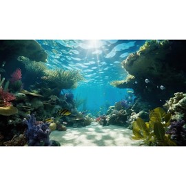 Under The Sea Fish Tank Background Deep Sea Coral Reef Aquarium Background Underwater Rock Cave Sunray Terrarium Background Tropical Fish Ocean Floor Aquarium Fish Tank Background Decor 36x18in