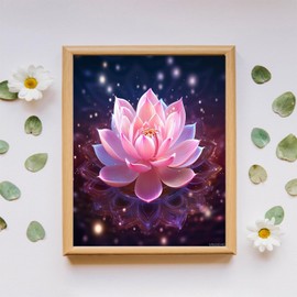 VNUIEHG New Paint by Numbers for Adults, Pink Lotus, DIY Digital Painting by Numbers Kits on Canvas Wall Art Artwork, 40x50cm, Without Frame