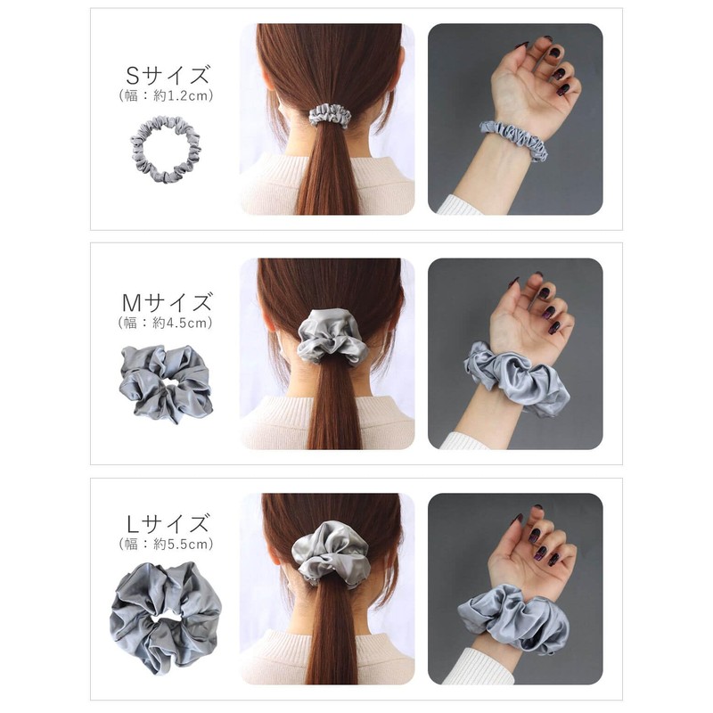 [ROQUE] Silk Scrunchie Hair Rubber 100% Silk Hair Accessories, L