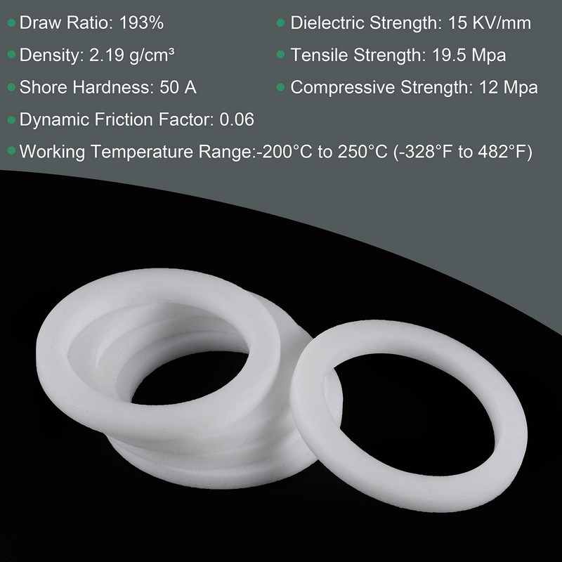 sourcing map PTFE Flat Washers 24mm OD 18mm ID 2mm