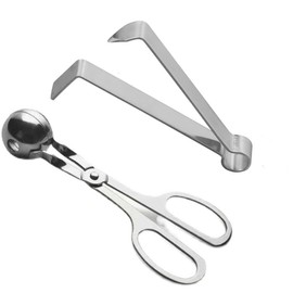 2 Pcs Stainless Steel Meatball Maker Meat Baller Tongs Peeling Machine Tongs Meatball Pill Maker Round Rice Ball Maker for Household Peeler