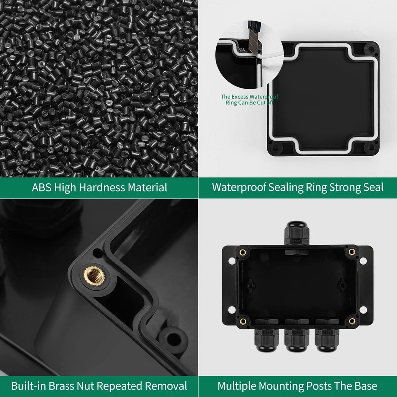JINDOUZI ABS IP67 Waterproof Dustproof Electrical Junction Box, with 15A