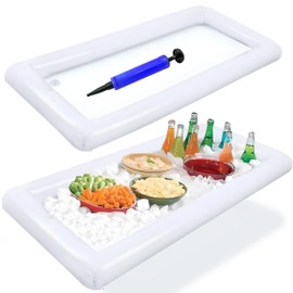 2PCS Inflatable Serving Bars with Pump – Inflatable Ice Trays for Food Inflatable Ice Serving Bars Floating Trays for Pool Food Cooler for Parties Buffets Floating Food Trays for Pool Party Cooler