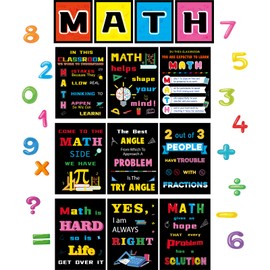 gisgfim 29Pcs Math Posters Math Teacher Bulletin Board Posters Math Classroom Decorations for Elementary Middle High School Mathematics Education Motivational Banner Math Classroom Signs Must Haves