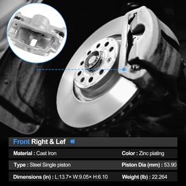 VIPCAR Front Disc Brake Calipers with Bracket – Compatible with Acura EL 1997–2000, Honda Civic 1996–2011, Insight 2010–2014 – Replaces 19B1832 & 19B1833 – Driver & Passenger Side – 2-PC Set