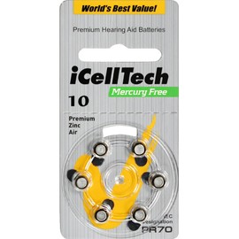 iCellTech Hearing Aid Batteries, 0% Hg (60 Batteries) (10)