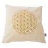 Swiss pine cushion embroidered with the flower of life size