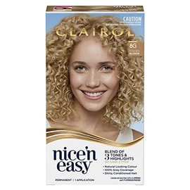 Clairol Nice 'N Easy Permanent Colour 8G Natural Golden Blonde, 100% Grey Coverage, Natural Looking Hair Colour