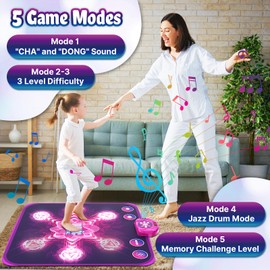 LEAPRCSTORE Dance Mat Toys for Kids, Light Up Dance Pad Gifts for 3 4 5 6 7 8 9 10 Year Old Girls, Music Dance Play Mat with 6 Arrows & 5 Game Modes, Birthday Gifts for Girls Boys