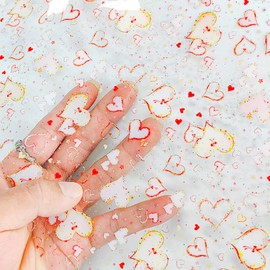 HYANG Transparent Love TPU Fabric Clear Jelly Vinyl Roll: 30cm x 135cm TPU Fabric For Making Handbags, Earrings, DIY Projects (Hollow)