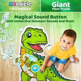 Dinosaur Giant Floor Puzzle with Sounds, 35 Piece Extra Thick Puzzle Toys for Ages 5-7, Puzzles for Kids Ages 4-6, Dinosaur Toys for Kids Ages 3-5, 4-8 Year Old Gift