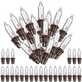 Mudder 100 Bombillas de Repuesto de Luz de Árbol de Navidad 2.5V Bombillas de Cadena de Luces Mini Bombilla de Alambre Incandescente 50/100/150/200 Unidades (Base Marrón con Bombilla Blanca Cálida)