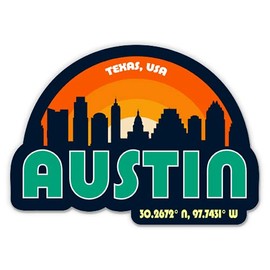 Squiddy Austin Texas City Skyline - Vinyl Sticker Decal for Phone, Laptop, Water Bottle (3" Wide)