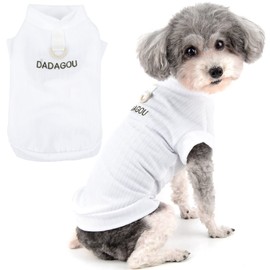Zunea Dog Shirts with D-Ring for Small Dogs Girls Boys Summer Puppy T-Shirt Soft Breathable Tank Top Sleeveless Cool Clothing Plain Basic Shirt Pet Clothing for Chihuahua White L