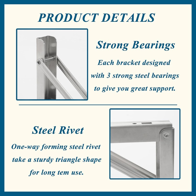 FlyGulls 2 Pack Folding Shelf Brackets Foldable Right Angle Brackets