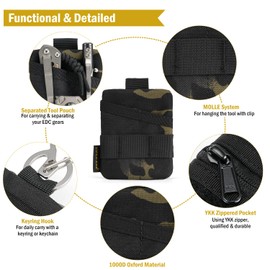 Viperade VE13 Mini Pocket Organiser - Nylon Tool Bag with DIY Patch Area for EDC Gears, Ankle, Coins, Small EDC Bag Case, Camouflage