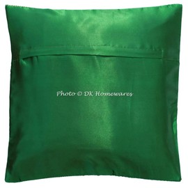 DK Homewares Ethnic Sofa Cushion Cover 40 x 40 cm Brocade Dark Green Jacquard Weave Cushion Covers Couch Cushion Zip Elephant Square Cushion Cover Animal Motif - 1 Piece (Cover Only)