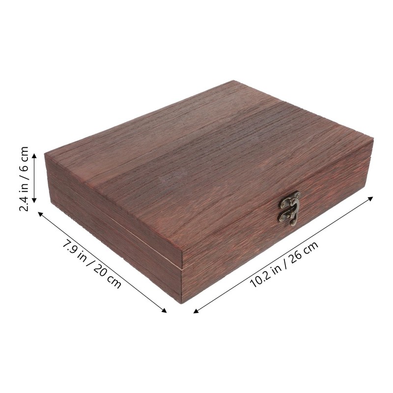 SEWACC Wooden Storage Box with Hinged Lid and Lock Simple