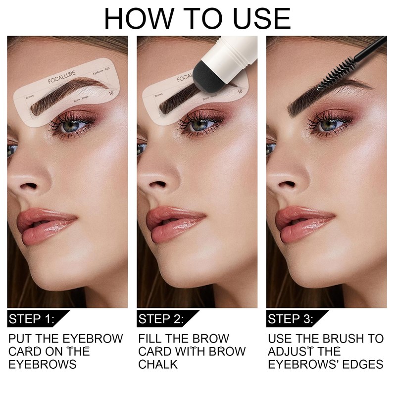 FOCALLURE Eyebrow Stamp and Eyebrow Stencil Kit, 24 Reusable Brow