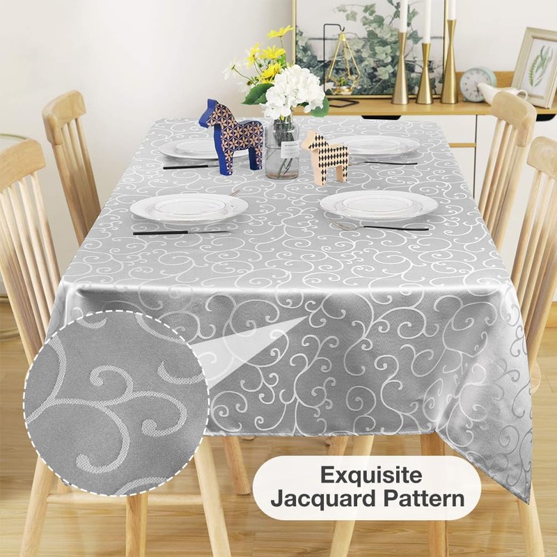 AMFUN Rectangle Tablecloth, 100x140 cm Polyester Jacquard Tablecloth, Damask Table
