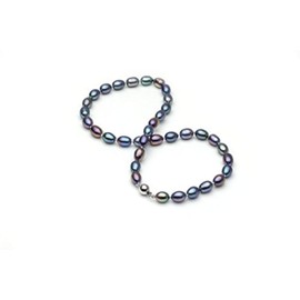 HinsonGayle AAA Handpicked 8-8.5mm Multicolor Black Oval Freshwater Cultured Pearl Necklace 18 inch-18 in length