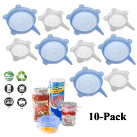 Adpartner Silicone Stretch Lids (10-Pack, 2.6in + 3.74in), Small Reusable Silicone Can Covers, Flexible BPA-free Silicone Lids for 2.6 to 5.5 inch Pet Food Cans, Regular and Wide Mouth Mason Jars