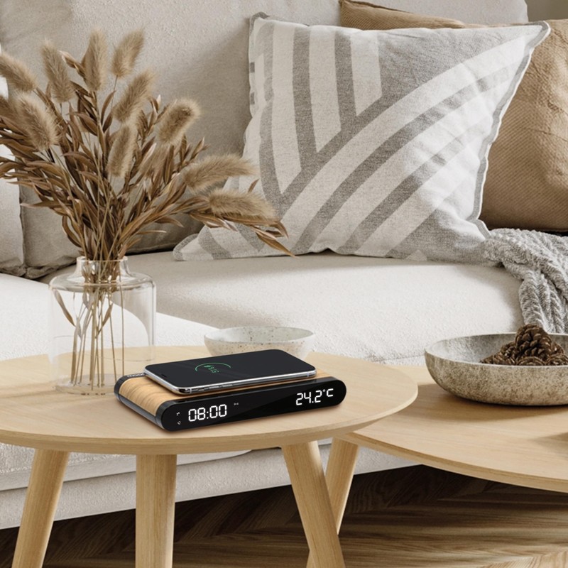 MOOOV 477349 Alarm Clock, Charger, Induction, 15 W and USB-C