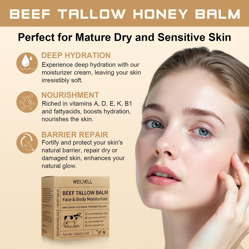Beef Tallow Cream for Face & Body, Beef Tallow and