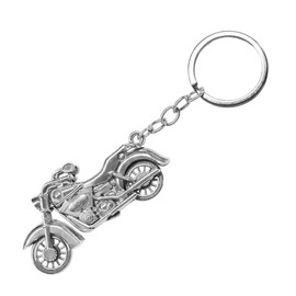BDZMC Metal Motorcycle Key Chain, 3D Motorcycle Key Ring Present, Cool Car Keychain Accessories for Men and Women (Silver)