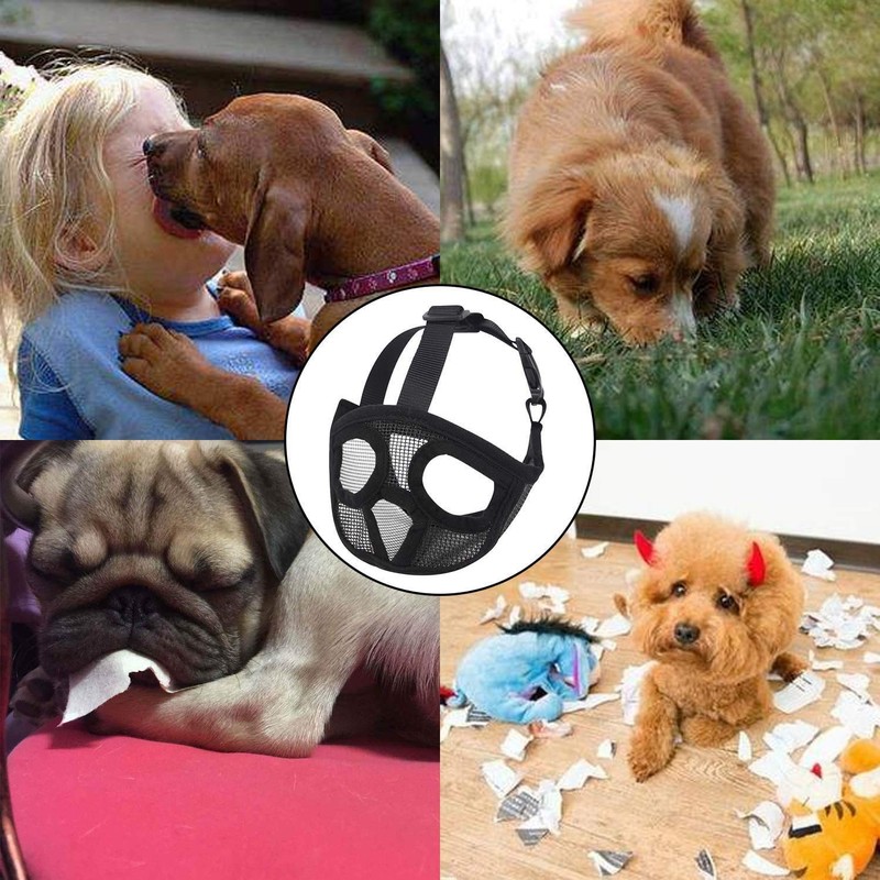 Anti-Biting Bulldog Pug Muzzle Adjustable Short Snout Dog Muzzle Breathable