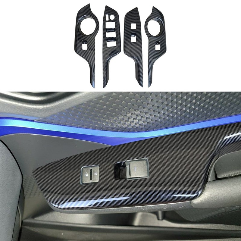 ruihe 4pc Carbon Fiber Color Automobile Door Window Control Panel