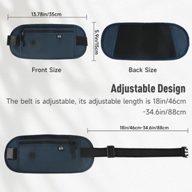 FuninCrea Wasserdicht Versteckt Geldgürtel, Diebstahlsicherung Bauchtasche mit RFID-Sperrfunktion Einstellbar Schlank Laufgürtel Hüfttasche für Männer und Frauen für Arbeit Reisen Sport (A-Schwarz)