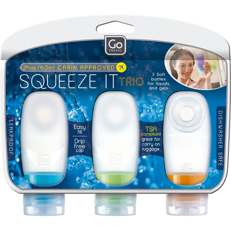 Squeeze It Trio, TSA-Approved Travel Bottles, Leakproof Silicone Containers for