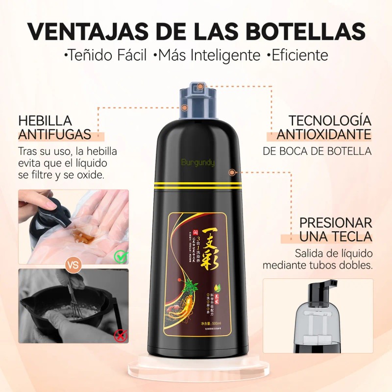 Champ Para Cubrir Canas, Tinte Instantneo Para Cabello