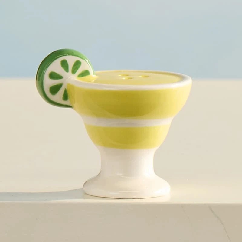 CRACKER BARREL MINI MARGARITA GLASS WITH LIME WEDGE SALT &