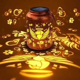 ReyeeInc Dog Memorial Solar Lanterns, Thoughtful Angel Paw Memorial Gifts for Loss of Dog, Pet Sympathy Passing Away Remembrance Bereavement Gift for Outdoor Pet Death Memorials Funerary Garden Grave